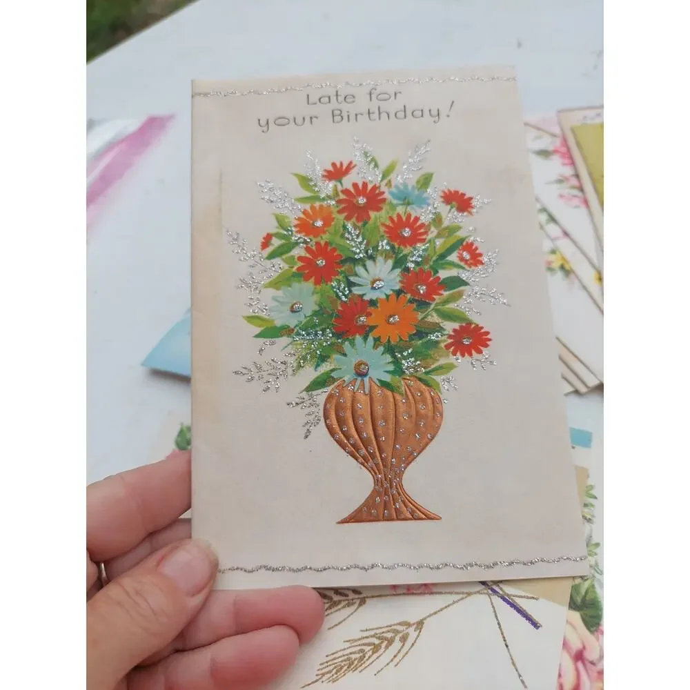 52 Vintage Ephemera Greeting Cards Grannycore Floral Lot Junk Journal Crafts